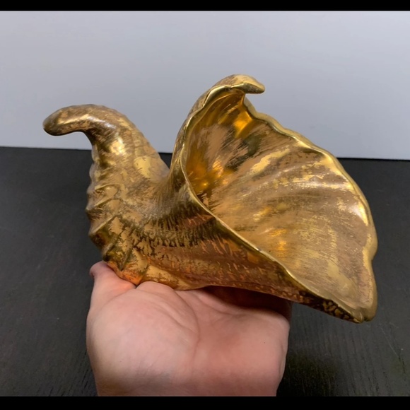 Stangl Pottery Hand Painted Granada Gold Conch Shell Trinket Dish/Container - Picture 8 of 10